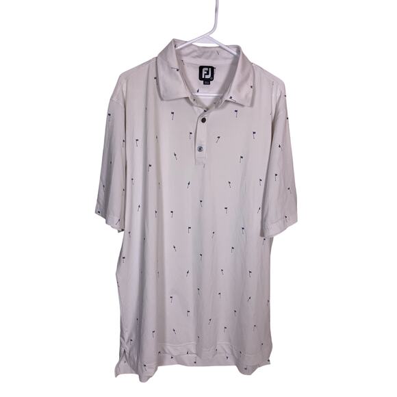 FootJoy Golf Polo Men’s XL Blue Flag Pattern Embroidered Patch Performance Shirt - Picture 1 of 6